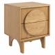 Chevet Groove Zuiver Table de Nuit 2 Tiroirs Guéridon Chêne Naturel 40x45x55cm
