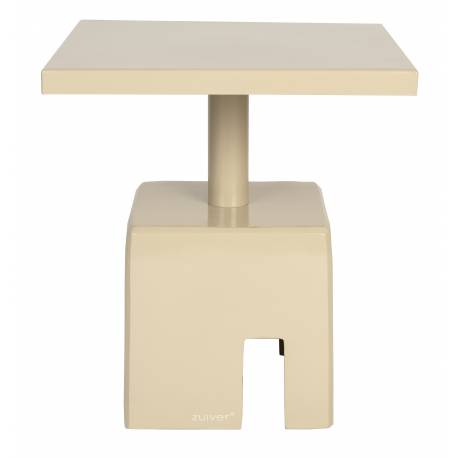 Guéridon Chubby Zuiver Bout de Canapé Carré Métal Beige Sellette d’Appoint 40x40x45cm