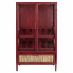 Armoire à Vin Mori Dutchbone Vaisselier Verre, Métal et Bambou Vitrine sur Pied 2 Portes 35x60,5x130cm