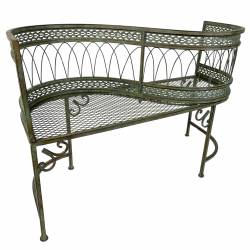 Banc de Jardin Conversation Confident Causeuse Banquette en S en Métal Vert Ancien 40x74x108cm