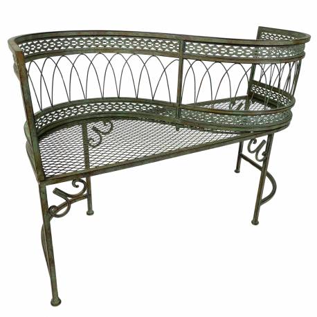 Banc de Jardin Conversation Confident Causeuse Banquette en S en Métal Vert Ancien 40x74x108cm