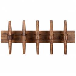 Porte-manteau Mural Jakub Dutchbone Patère Quintuple en Bois de Manguier Support à Vêtements 9x23x52cm