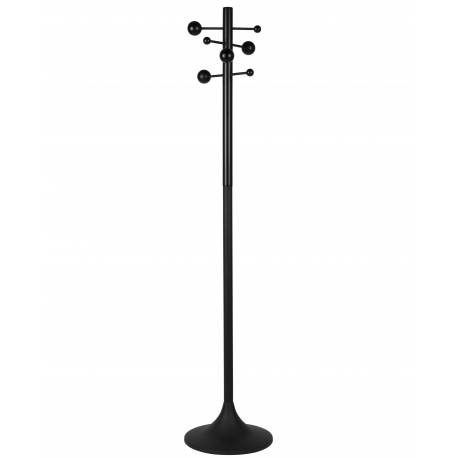 Porte-manteau Jason Zuiver 8 Patères en Bois d'Hévéa de Finition Noire Serviteur à Vêtements Design 36,2x36,2x175cm