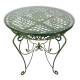 Salon de Jardin Louise 4 Places Mobilier en Verre Acier et Fonte Patiné Vert Ensemble d’Extérieur de Charme