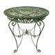 Salon de Jardin Louise 4 Places Mobilier en Verre Acier et Fonte Patiné Vert Ensemble d’Extérieur de Charme