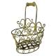 Panier Décoratif PM Acier Patiné Vert Support à Plantes à Anse Porte Plante Forme Ovale 15x23x32cm