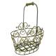 Panier Décoratif MM Acier Patiné Vert Support à Plantes à Anse Porte Plante Forme Ronde 20,5x30x40cm