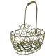 Panier Décoratif GM Acier Patiné Vert Support à Plantes à Anse Porte Plante Forme Ovale 26,5x37,5x48cm