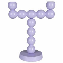 Bougeoir Double Fonte d’Aluminium Bubble Zuiver Candélabre Violet Support à Bougies Bâtons Design 10x20x25cm