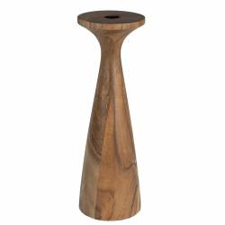 Bougeoir Flames M Zuiver Support à Bougie Acacia Candélabre à Poser Finition Couleur Bois 9x9x30cm