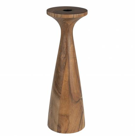 Bougeoir Flames M Zuiver Support à Bougie Acacia Candélabre à Poser Finition Couleur Bois 9x9x30cm