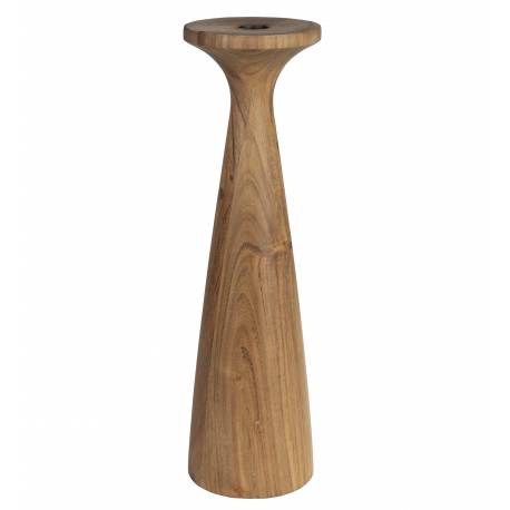 Bougeoir Flames L Zuiver Support à Bougie Acacia Candélabre à Poser Finition Couleur Bois 10x10x35cm