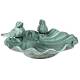 Bain d'Oiseau Mangeoire à Oiseaux Grainetier Abreuvoir Baignoire en Fonte Vert 9x19x21cm