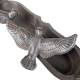 Bain Oiseaux Mangeoire a Oiseau Abreuvoir Jardinière Porte Plante Vide Poche en Fonte Patinée Marron 11x12x44cm