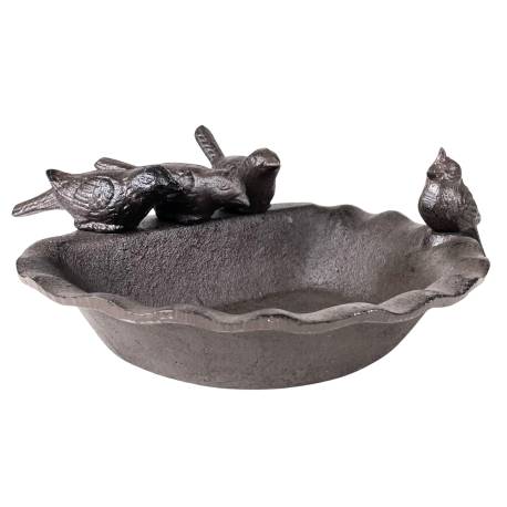 Bain d'Oiseau Mangeoire à Oiseaux Grainetier Abreuvoir Baignoire Bain à Oiseau en Fonte Marron 8x19,50x19,50cm