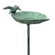 Grand Tuteur Bain d'Oiseaux ou Pic de Jardin Coupelle Façon Bénitier Bain à Oiseau en Fonte Patinée Verte 13x18x100cm