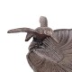 Set de 2 Tuteurs Bain d'Oiseaux ou Pics de Jardin 2 Coupelles Façon Bénitier Bain à Oiseau en Fonte Patinée Marron 15x15x100cm