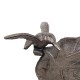 Set de 2 Tuteurs Bain d'Oiseaux ou Pics de Jardin 2 Coupelles Façon Bénitier Bain à Oiseau en Fonte Patinée Marron 15x15x100cm