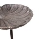 Grand Tuteur Bain d'Oiseau ou Pic de Jardin Coupelle Façon Bénitier Bain à Oiseau en Fonte Patinée Marron 14x15x100cm