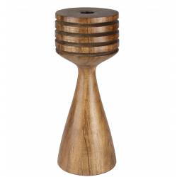 Bougeoir Hoover Zuiver Support à Bougie Acacia Candélabre à Poser Finition Couleur Bois 9x9x26cm