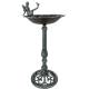 Bain Oiseau sur Pied Grand Bénitier en Fonte Verte Abreuvoir Rond Motif Fée 24x24x52cm