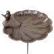 Bain Oiseau Coquille en Fonte Patiné Marron Abreuvoir à Oiseau sur Tige Mangeoire Extérieure à Coupelle 26,5x26,5x121cm