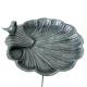 Bain Oiseau Coquille en Fonte Patiné Vert Abreuvoir à Oiseau sur Tige Mangeoire Extérieure à Coupelle 26,5x26,5x121cm