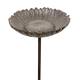 Abreuvoir à Piquer Bain d’Oiseau en Fonte Mangeoire sur Pique Tuteur Patiné Marron Décoration Jardin 14x14x94cm