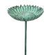 Abreuvoir à Piquer Bain d’Oiseau en Fonte Mangeoire sur Pique Tuteur Patiné Vert Clair Décoration Jardin 14x14x94cm