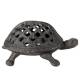 Tortue à Poser Lanterne Bougeoir Photophore Porte Bougie Sculpture en Fonte Patinée Marron 12x21x30cm