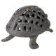 Tortue à Poser Lanterne Bougeoir Photophore Porte Bougie Sculpture en Fonte Patinée Marron 12x21x30cm