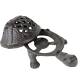 Tortue à Poser Lanterne Bougeoir Photophore Porte Bougie Sculpture en Fonte Patinée Marron 12x21x30cm