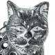 Chat Lanterne Bougeoir Porte Bougie Photophore Sculpture en Fonte Patinée Grise 15x20x23cm