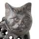 Chat Lanterne Bougeoir Porte Bougie Photophore Sculpture en Fonte Patinée Marron 15x20x23cm