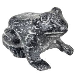 Statuette Grenouille Façon Rainette ou Animal Décoratif à Poser en Fonte Patinée Grise 6,5x8x12cm