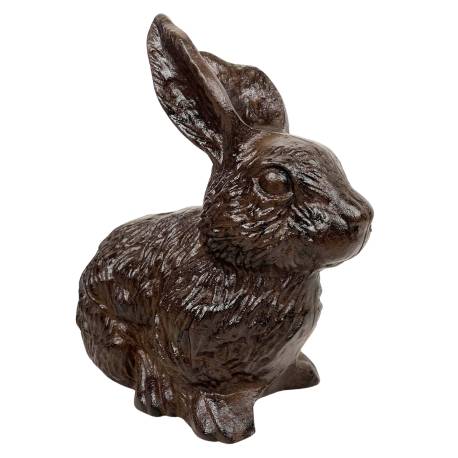 Statuette Lapin ou Animal Poser en Fonte Patinée Marron Décoration de Jardin 11x21x22cm