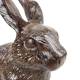 Statuette Lapin ou Animal Poser en Fonte Patinée Marron Décoration de Jardin 11x21x22cm