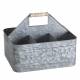 Porte Bouteille Acier Effet Zinc Support 6 Bouteilles à Poignées en Bois Casier Style Campagne 23,5x26x30,5cm