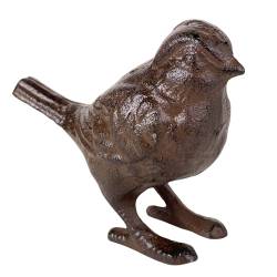 Oiseau en Fonte Marron Volatile à Poser Décoration de Jardin Statuette Extérieure 6x10,5x13cm
