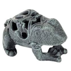 Grenouille Fonte Patinée Verte Reinette Cache Clé Ajouré Amphibien Décoration de Jardin 7x11x13cm