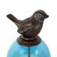 Tuteur Boule Bleu Pic de Jardin Coloré Décoration de Jardin à Planter Motif Oiseau en Fonte et Verre 10x10x117cm