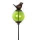Tuteur Boule Vert Pic de Jardin Coloré Décoration de Jardin à Planter Motif Oiseau en Fonte et Verre 10x10x117cm