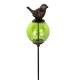 Tuteur Boule Vert Pic de Jardin Coloré Décoration de Jardin à Planter Motif Oiseau en Fonte et Verre 10x10x117cm