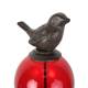 Tuteur Boule Rouge Pic de Jardin Coloré Décoration de Jardin à Planter Motif Oiseau en Fonte et Verre 10x10x117cm