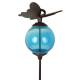 Tuteur Boule Bleu Pic de Jardin Coloré Décoration de Jardin à Planter Motif Papillon en Fonte et Verre 10x10x117cm
