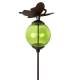 Tuteur Boule Vert Pic de Jardin Coloré Décoration de Jardin à Planter Motif Papillon en Fonte et Verre 10x10x117cm