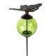 Tuteur Boule Vert Pic de Jardin Coloré Décoration de Jardin à Planter Motif Papillon en Fonte et Verre 10x10x117cm