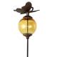 Tuteur Boule Jaune Pic de Jardin Coloré Décoration de Jardin à Planter Motif Papillon en Fonte et Verre 10x10x117cm