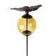 Tuteur Boule Jaune Pic de Jardin Coloré Décoration de Jardin à Planter Motif Papillon en Fonte et Verre 10x10x117cm