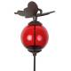 Tuteur Boule Rouge Pic de Jardin Coloré Décoration de Jardin à Planter Motif Papillon en Fonte et Verre 10x10x117cm